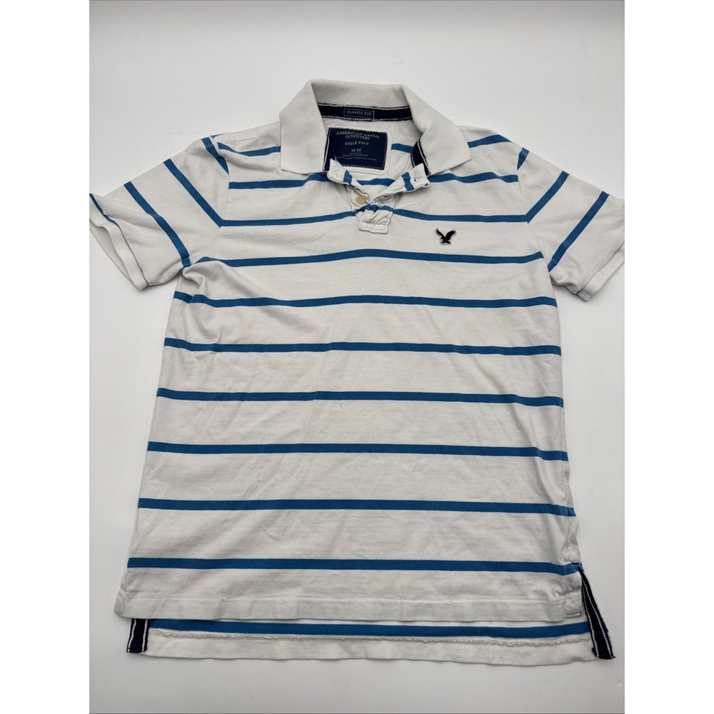 American Eagle AE Embroidered Eagle Polo Men's Blue White Size M Preppy Y2K Era
